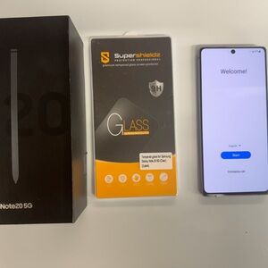 Samsung Galaxy Note20 5G Smartphone with Tempered Glass Screen Protector - Black